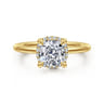 Bonnie - 14K Yellow Gold Cushion Hidden Halo Diamond Engagement Ring - 0.08 ct