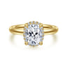 Symphony - 14K Yellow Gold Elongated Cushion Hidden Halo Diamond Engagement Ring - 0.11 ct