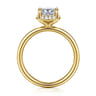 Symphony - 14K Yellow Gold Elongated Cushion Hidden Halo Diamond Engagement Ring - 0.11 ct