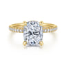 Allison - 14K Yellow Gold Elongated Cushion Hidden Halo Diamond and Engagement Ring - 0.3 ct
