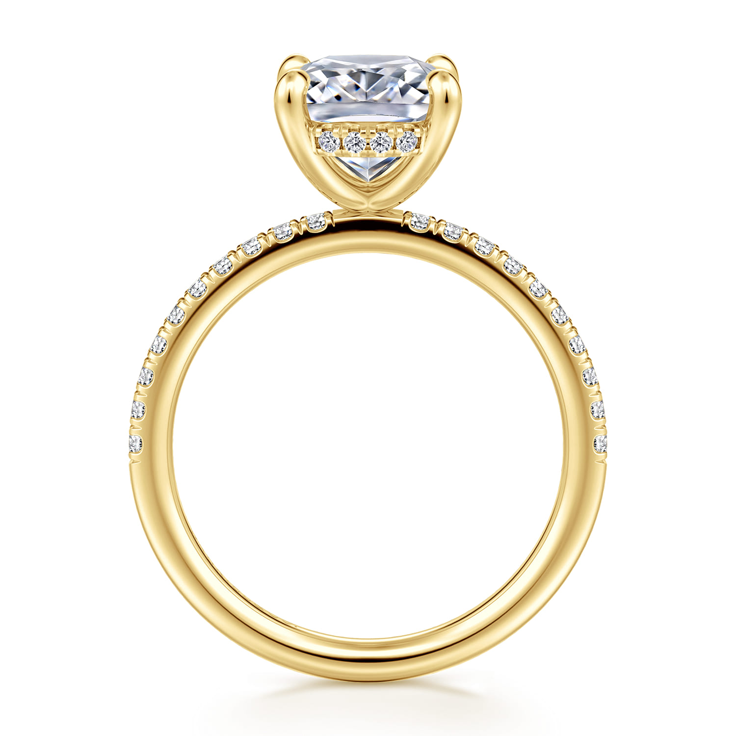Allison - 14K Yellow Gold Elongated Cushion Hidden Halo Diamond and Engagement Ring - 0.3 ct - Shot 2