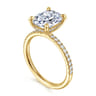 Allison - 14K Yellow Gold Elongated Cushion Hidden Halo Diamond and Engagement Ring - 0.3 ct