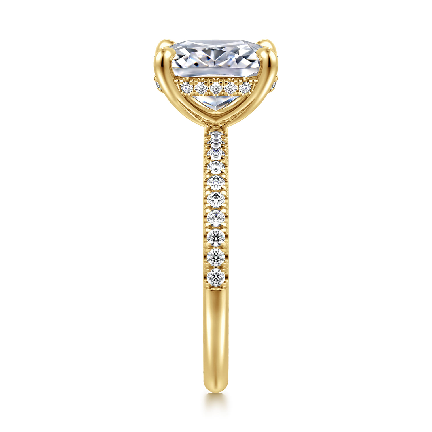 Allison - 14K Yellow Gold Elongated Cushion Hidden Halo Diamond and Engagement Ring - 0.3 ct - Shot 4