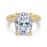 Adela - 14K Yellow Gold Elongated Cushion Hidden Halo Diamond Engagement Ring - 0.4 ct