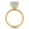 Adela - 14K Yellow Gold Elongated Cushion Hidden Halo Diamond Engagement Ring - 0.4 ct