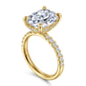 Adela - 14K Yellow Gold Elongated Cushion Hidden Halo Diamond Engagement Ring - 0.4 ct