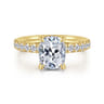Adela - 14K Yellow Gold Elongated Cushion Hidden Halo Diamond Engagement Ring - 0.4 ct