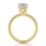 Adela - 14K Yellow Gold Elongated Cushion Hidden Halo Diamond Engagement Ring - 0.4 ct