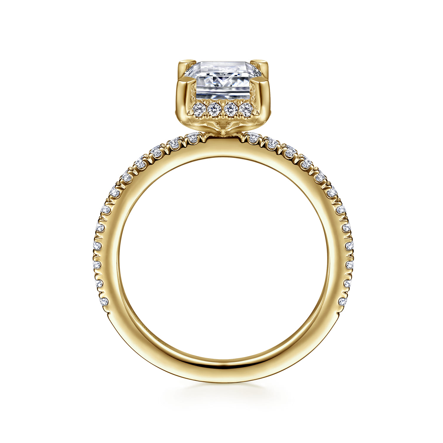 Hart - 14K Yellow Gold Hidden Halo Emerald Cut Diamond Engagement Ring - 0.35 ct - Shot 2