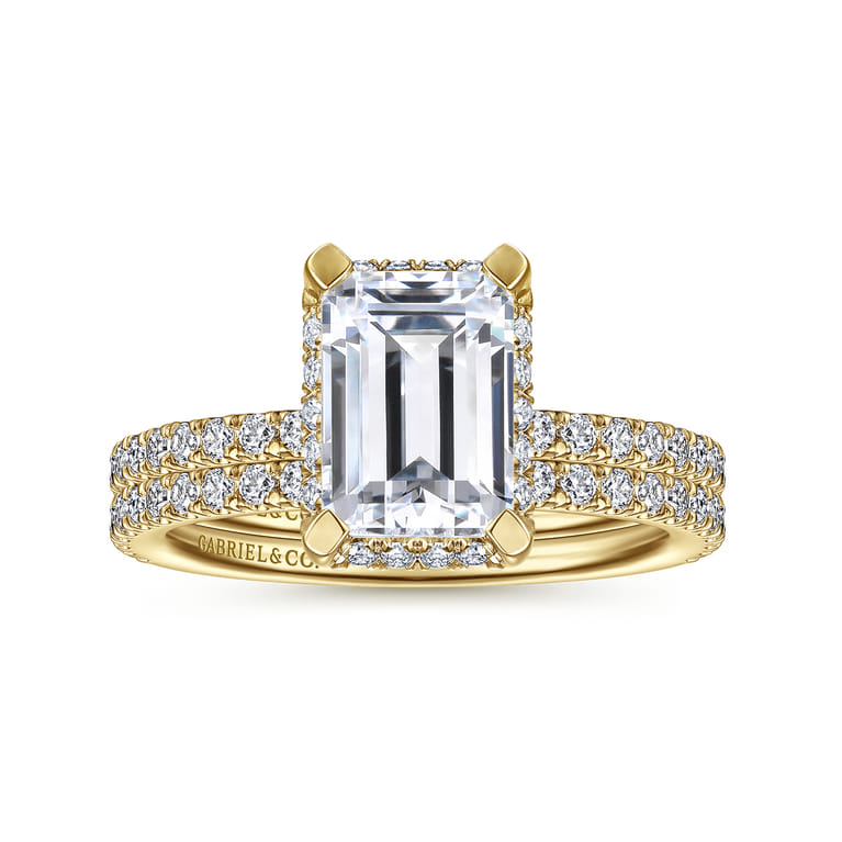 Hart - 14K Yellow Gold Hidden Halo Emerald Cut Diamond Engagement Ring - 0.35 ct - Shot 4