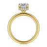 Rainah - 14K Yellow Gold Hidden Halo Emerald Cut Diamond Engagement Ring - 0.12 ct