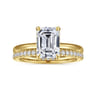 Rainah - 14K Yellow Gold Hidden Halo Emerald Cut Diamond Engagement Ring - 0.12 ct