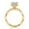 Ama - 14K Yellow Gold Twisted Emerald Cut Halo Diamond Engagement Ring - 0.3 ct
