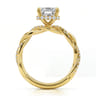 Ama - 14K Yellow Gold Twisted Emerald Cut Halo Diamond Engagement Ring - 0.25 ct