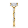 Ama - 14K Yellow Gold Twisted Emerald Cut Halo Diamond Engagement Ring - 0.25 ct