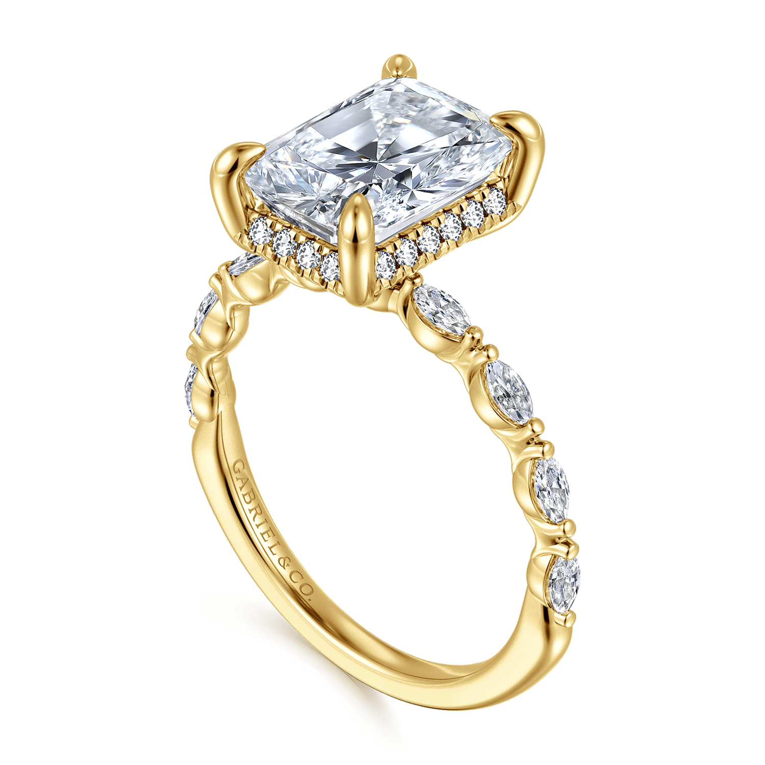 Adeena - 14K Yellow Gold Radiant Cut Hidden Halo Diamond Engagement Ring - 0.35 ct - Shot 3