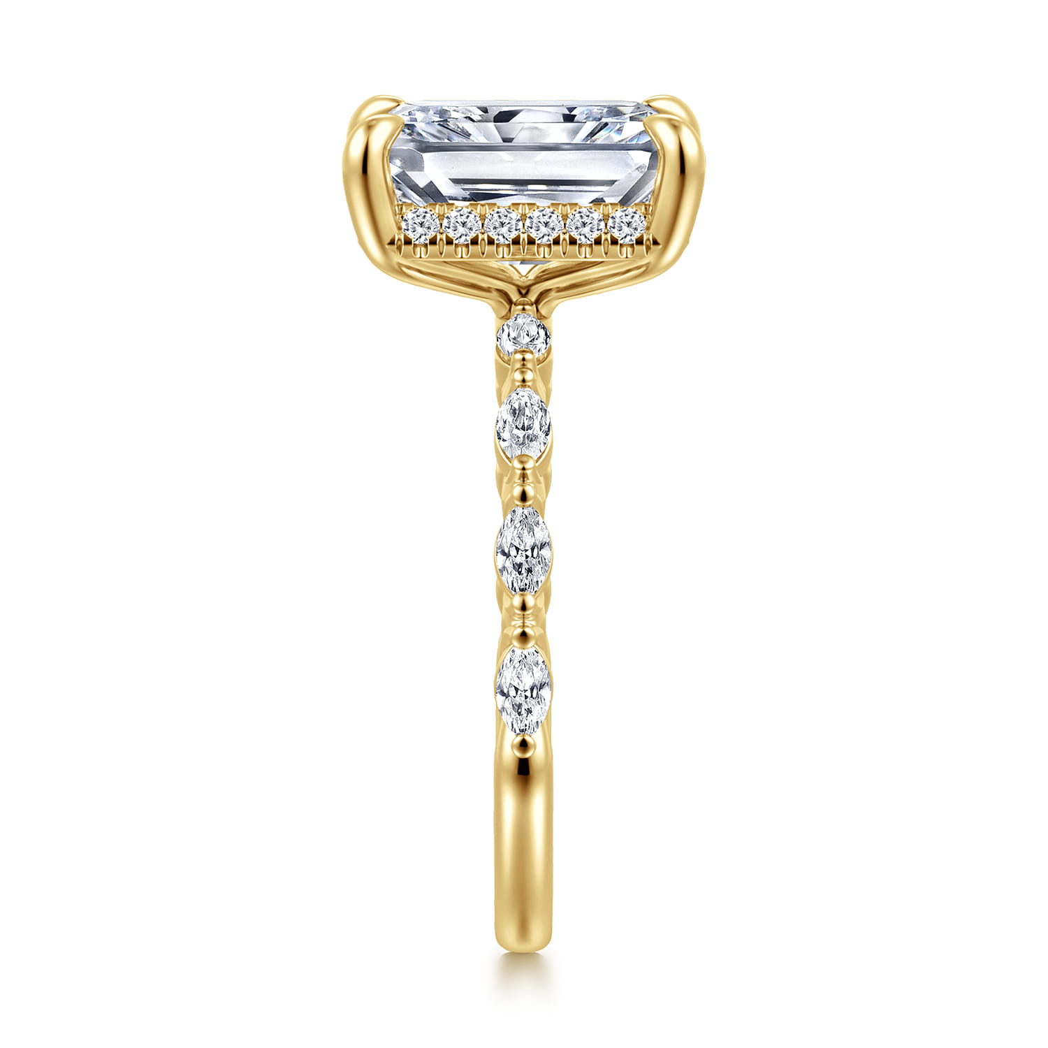 Adeena - 14K Yellow Gold Radiant Cut Hidden Halo Diamond Engagement Ring - 0.35 ct - Shot 4