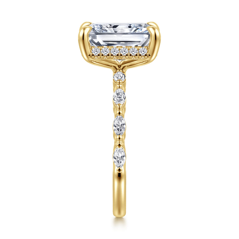 Adeena - 14K Yellow Gold Radiant Cut Hidden Halo Diamond Engagement Ring - 0.35 ct - Shot 4