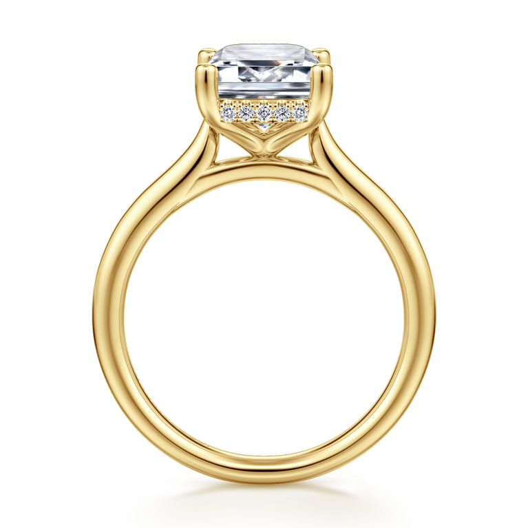Azucena - 14K Yellow Gold Emerald Cut Solitaire Diamond Engagement Ring - 0.09 ct - Shot 2