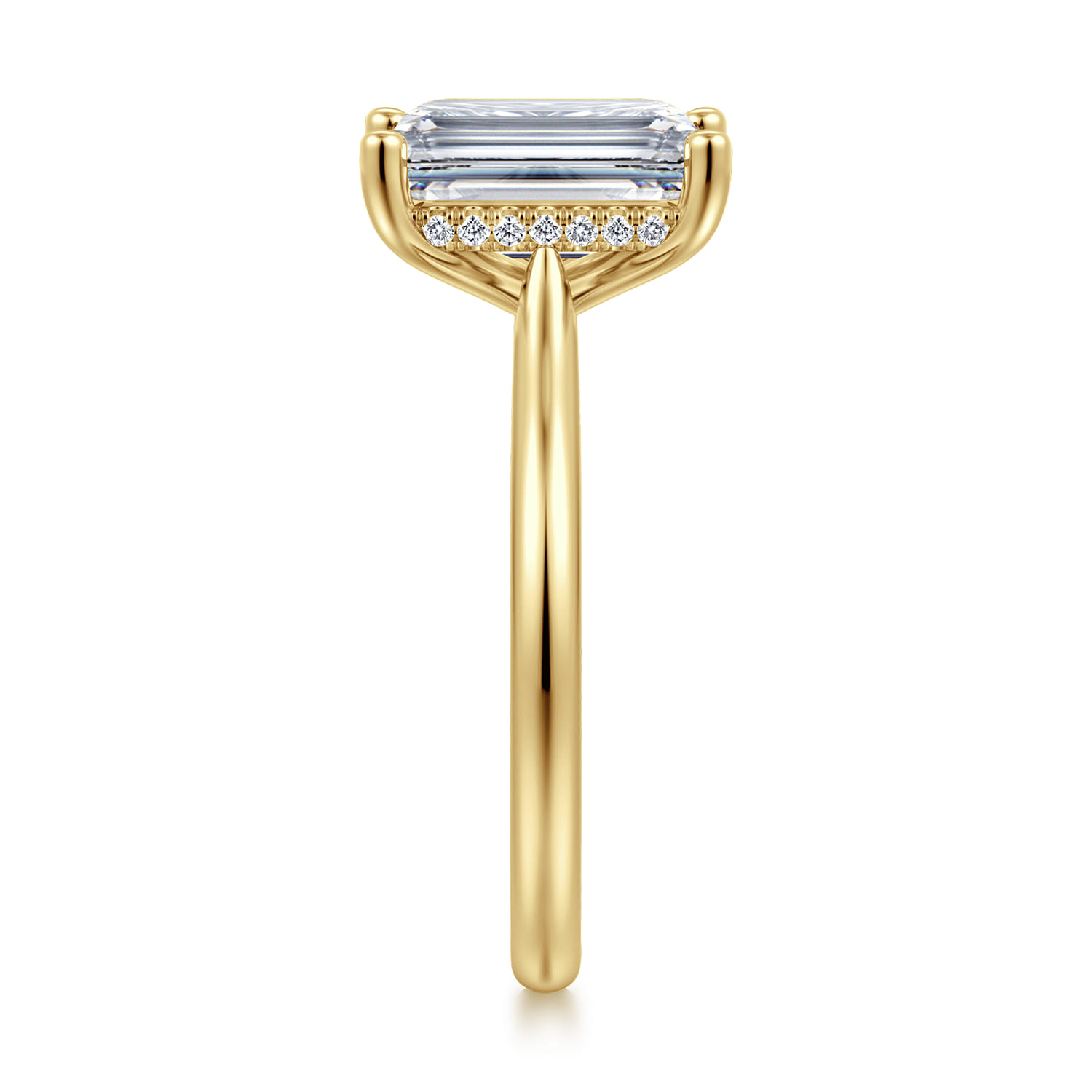 Azucena - 14K Yellow Gold Emerald Cut Solitaire Diamond Engagement Ring - 0.09 ct - Shot 4