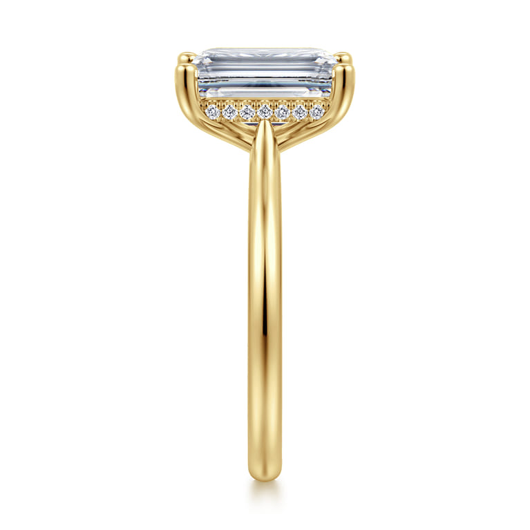 Azucena - 14K Yellow Gold Emerald Cut Solitaire Diamond Engagement Ring - 0.09 ct - Shot 4