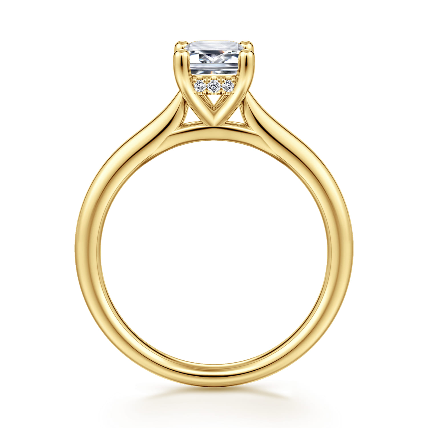 Azucena - 14K Yellow Gold Emerald Cut Solitaire Diamond Engagement Ring - 0.05 ct - Shot 2