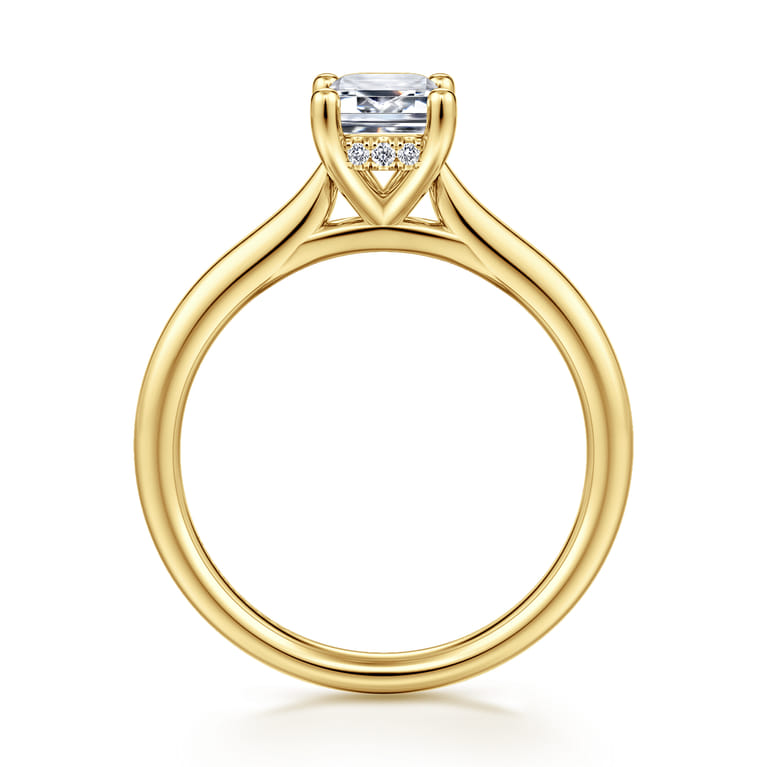 Azucena - 14K Yellow Gold Emerald Cut Solitaire Diamond Engagement Ring - 0.05 ct - Shot 2