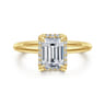 Bonnie - 14K Yellow Gold Emerald Cut Hidden Halo Diamond Engagement Ring - 0.08 ct