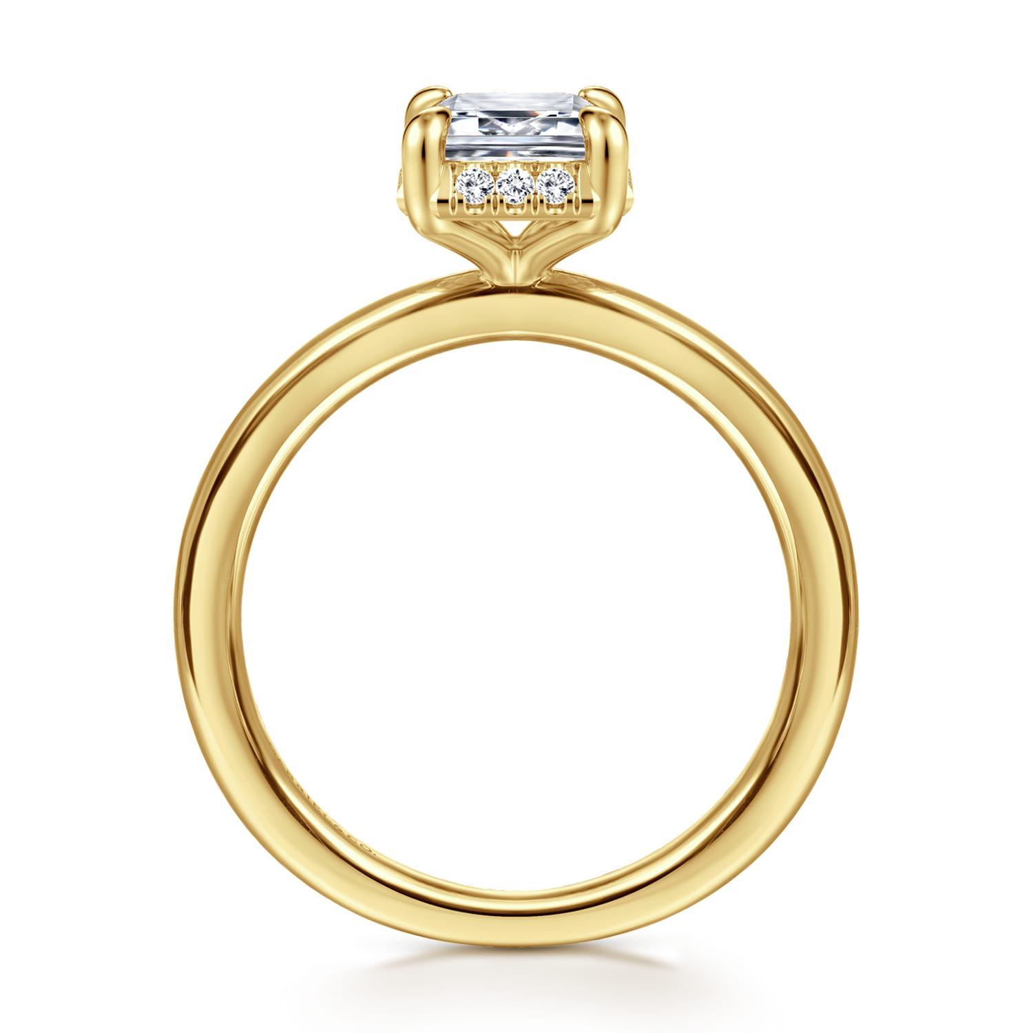 Bonnie - 14K Yellow Gold Emerald Cut Hidden Halo Diamond Engagement Ring - 0.08 ct - Shot 2