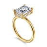 Seattle - 14K Yellow Gold Emerald Cut Hidden Halo Diamond Engagement Ring - 0.12 ct