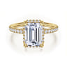 Suede - 14K Yellow Gold Emerald Cut Hidden Halo Diamond Engagement Ring - 0.3 ct