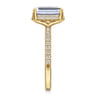 Suede - 14K Yellow Gold Emerald Cut Hidden Halo Diamond Engagement Ring - 0.3 ct
