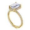 Suede - 14K Yellow Gold Emerald Cut Hidden Halo Diamond Engagement Ring - 0.3 ct