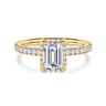 Suede - 14K Yellow Gold Emerald Cut Hidden Halo Diamond Engagement Ring - 0.25 ct