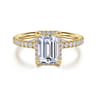 Suede - 14K Yellow Gold Emerald Cut Hidden Halo Diamond Engagement Ring - 0.3 ct