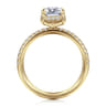 Suede - 14K Yellow Gold Emerald Cut Hidden Halo Diamond Engagement Ring - 0.3 ct