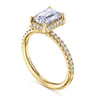 Suede - 14K Yellow Gold Emerald Cut Hidden Halo Diamond Engagement Ring - 0.3 ct