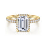 Suede - 14K Yellow Gold Emerald Cut Hidden Halo Diamond Engagement Ring - 0.3 ct