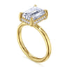 Symphony - 14K Yellow Gold Emerald Cut Hidden Halo Diamond Engagement Ring - 0.12 ct