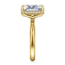 Symphony - 14K Yellow Gold Emerald Cut Hidden Halo Diamond Engagement Ring - 0.12 ct