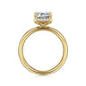 Symphony - 14K Yellow Gold Emerald Cut Hidden Halo Diamond Engagement Ring - 0.11 ct