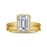 Symphony - 14K Yellow Gold Emerald Cut Hidden Halo Diamond Engagement Ring - 0.11 ct