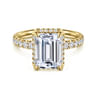 Talisa - 14K Yellow Gold Emerald Cut Hidden Halo Diamond Engagement Ring - 0.45 ct