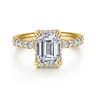 Talisa - 14K Yellow Gold Emerald Cut Hidden Halo Diamond Engagement Ring - 0.5 ct