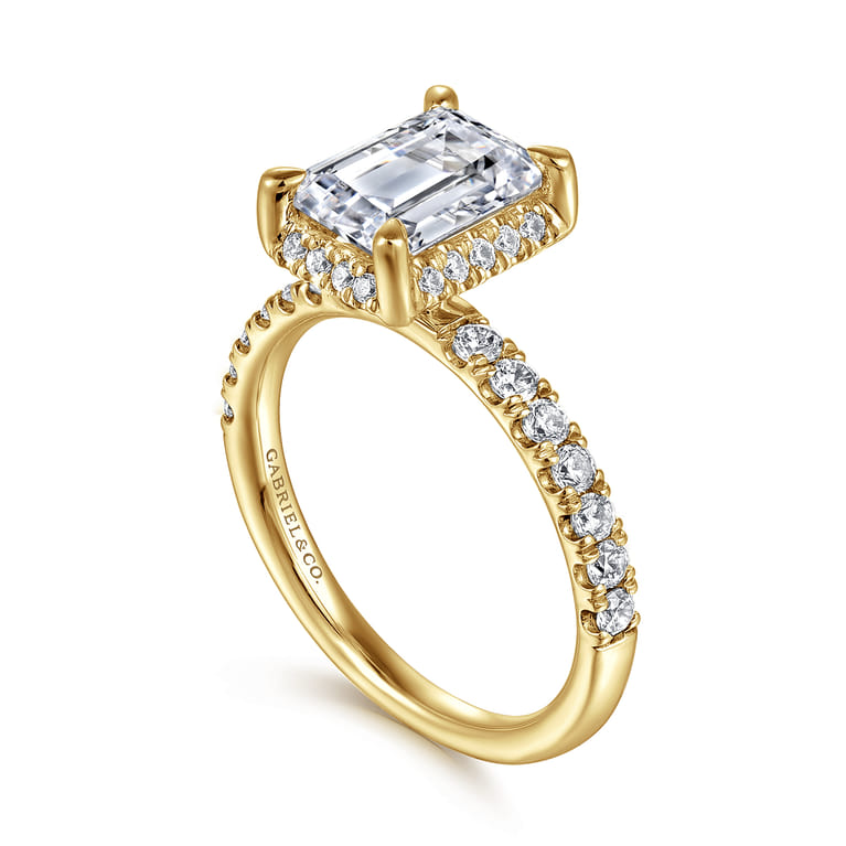 Talisa - 14K Yellow Gold Emerald Cut Hidden Halo Diamond Engagement Ring - 0.5 ct - Shot 3