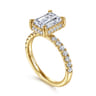 Talisa - 14K Yellow Gold Emerald Cut Hidden Halo Diamond Engagement Ring - 0.5 ct