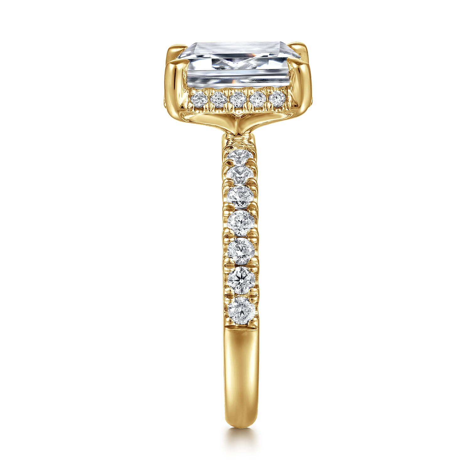 Talisa - 14K Yellow Gold Emerald Cut Hidden Halo Diamond Engagement Ring - 0.5 ct - Shot 4