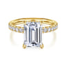 Adela - 14K Yellow Gold Emerald Cut Hidden Halo Diamond Engagement Ring - 0.42 ct