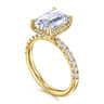 Adela - 14K Yellow Gold Emerald Cut Hidden Halo Diamond Engagement Ring - 0.42 ct