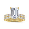 Adela - 14K Yellow Gold Emerald Cut Hidden Halo Diamond Engagement Ring - 0.42 ct